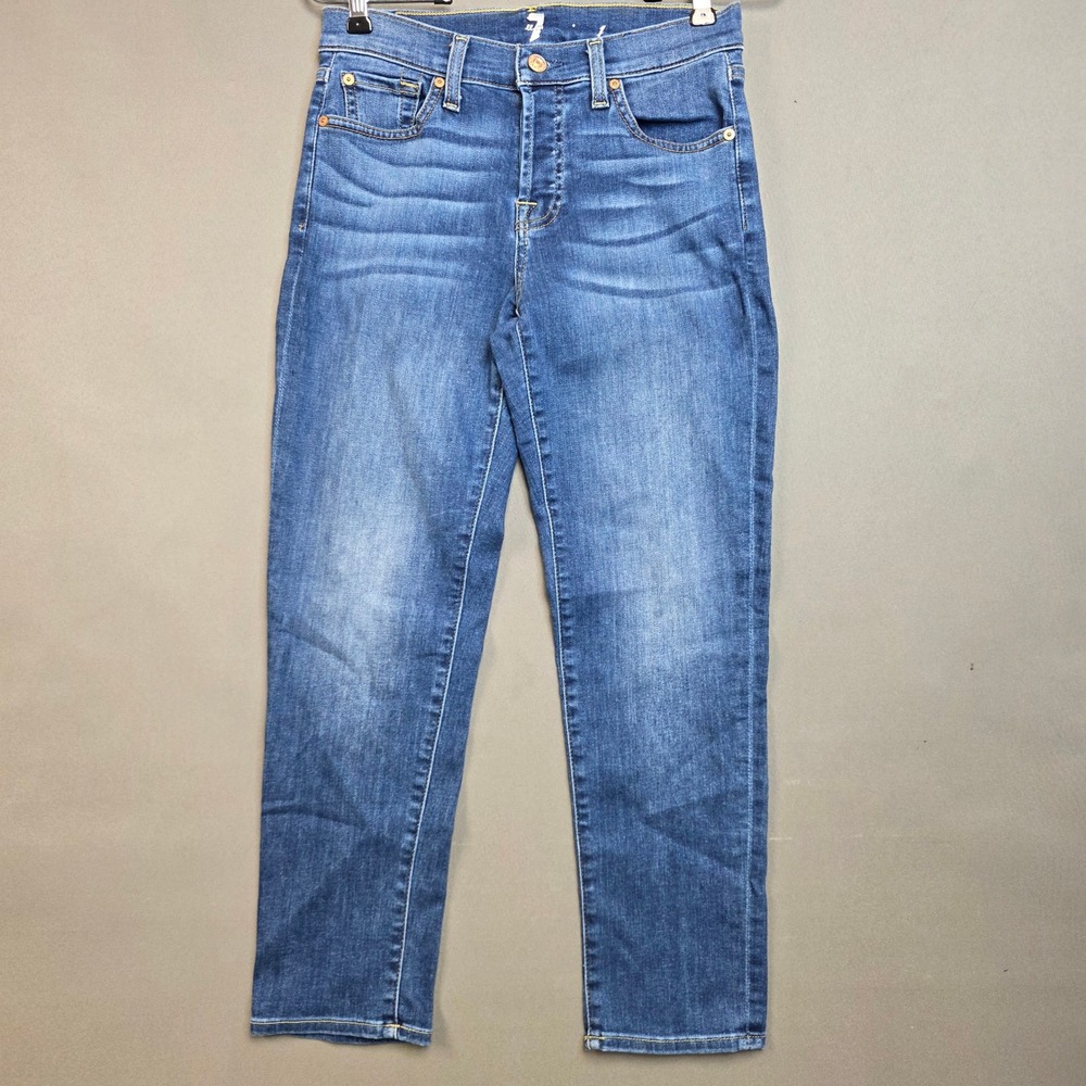 7 For All Mankind Jeans Women's Kimmie Boyfriend Slim Straight Blue 24